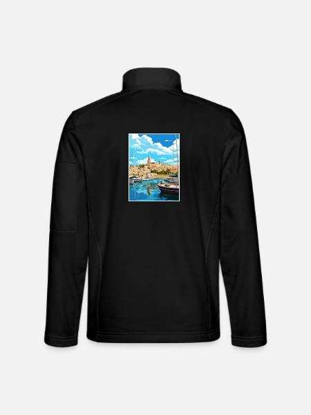 San Antonio Spanien Vintage Reiseposter Souvenir - Unisex Softshelljacke - Schwarz - Hinten