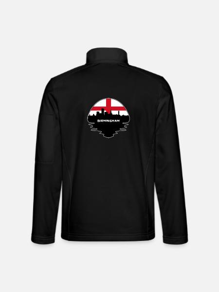 Birmingham-England-Flaggen-Skyline-Schattenbild-Reise - Unisex Softshelljacke - Schwarz - Hinten