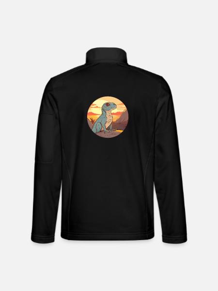 Basilisk Buntes Aquarell Cartoon Kawaii Tier - Unisex Softshelljacke - Schwarz - Hinten