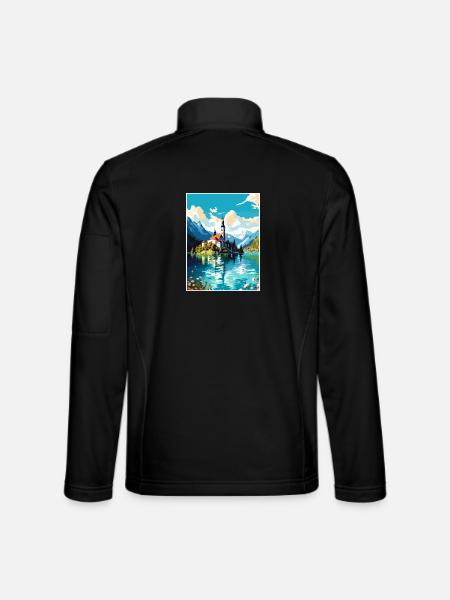 Bleder See Slowenien Vintage Reiseposter Souvenir - Unisex Softshelljacke - Schwarz