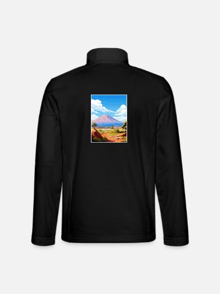 Teide Nationalpark Spanien Vintage Reiseposter - Unisex Softshelljacke - Schwarz - Hinten