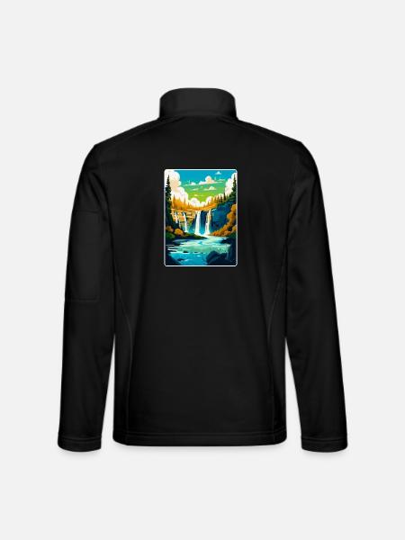 Plitvicer Seen Kroatien Vintage Reiseplakat WPA - Unisex Softshelljacke - Schwarz - Hinten