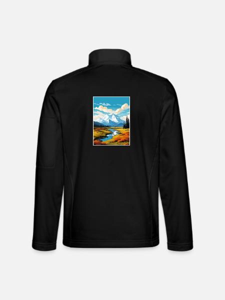 Denali Nationalpark Alaska Vintage Reiseposter - Unisex Softshelljacke - Schwarz - Hinten