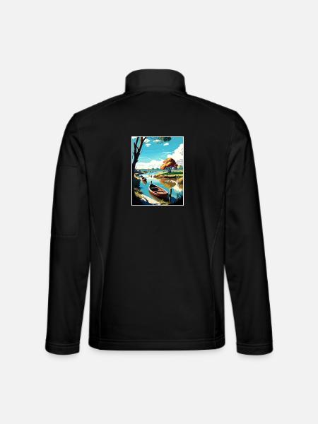 Dedham Vale England Vintage Reiseposter Souvenir - Unisex Softshelljacke - Schwarz - Hinten