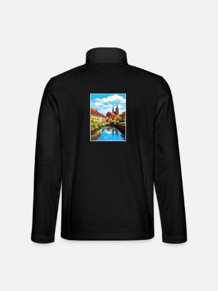 Nürnberg Dekoration Deutschland Vintage Reiseposter - Unisex Softshelljacke - Schwarz - Hinten
