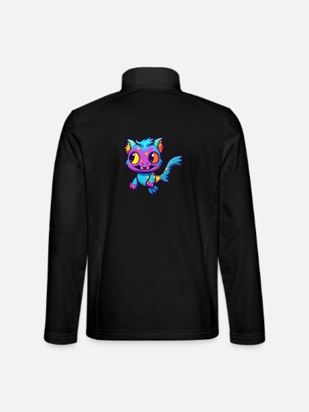 Wels buntes Aquarell Karikatur Kawaii Tier - Unisex Softshelljacke - Schwarz - Hinten