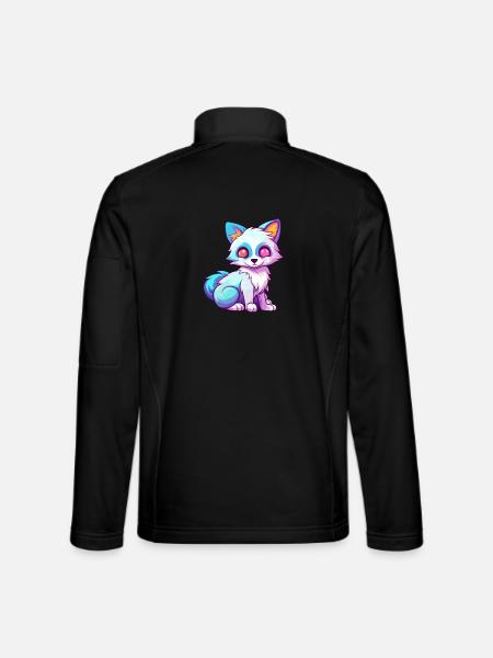 Arktisfuchs Bunte Aquarell-Karikatur Kawaii Anim - Unisex Softshelljacke - Schwarz - Hinten