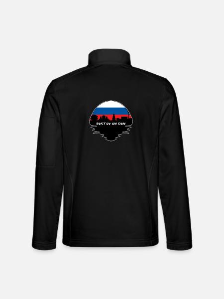Rostow am Don Russland Flagge Skyline Silhouette Trave - Unisex Softshelljacke - Schwarz - Hinten