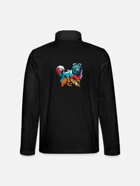 Aufgeweckter Sheltie Agilityprofi - Unisex Softshelljacke - Schwarz - Hinten