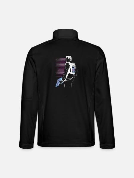 Actiongeladenes Laser Tag Duell - Unisex Softshelljacke - Schwarz - Hinten