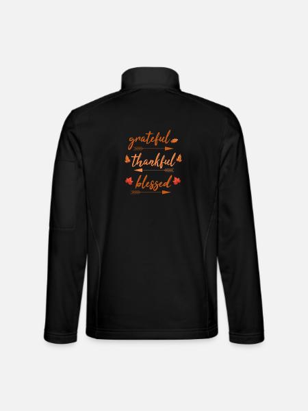 Grateful Thankful Blessed Thanksgiving Autumn - Unisex Softshelljacke - Schwarz - Hinten