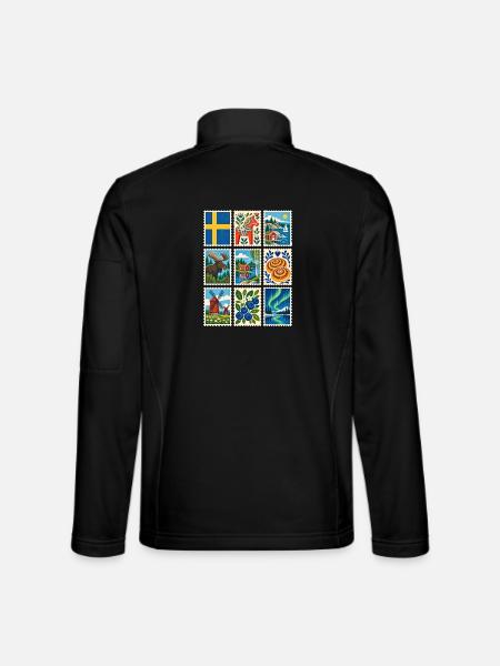 Schweden Briefmarken - Unisex Softshelljacke - Schwarz - Hinten