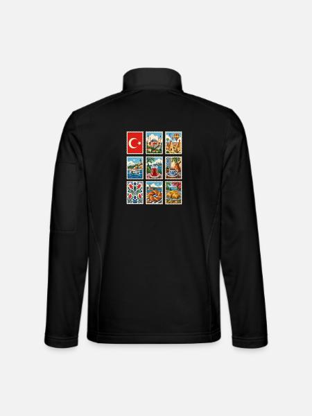 Türkei Briefmarken - Unisex Softshelljacke - Schwarz - Hinten