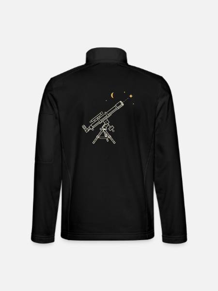 Linsenteleskop als technische Zeichnung - Unisex Softshelljacke - Schwarz - Hinten