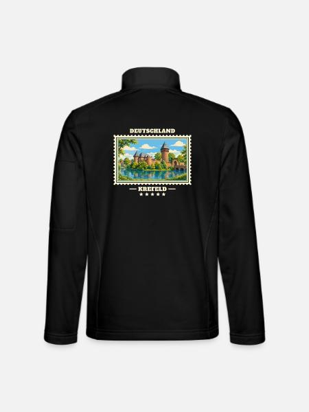 Deutschland Krefeld Vintage Reisemarke - Unisex Softshelljacke - Schwarz - Hinten