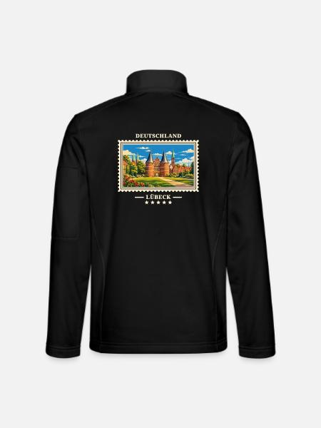 Deutschland Lübeck Vintage Reisemarke - Unisex Softshelljacke - Schwarz - Hinten