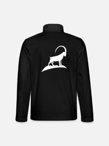 Steinbock-Silhouette auf Berg Mondlicht - Unisex Softshelljacke - Schwarz - Hinten