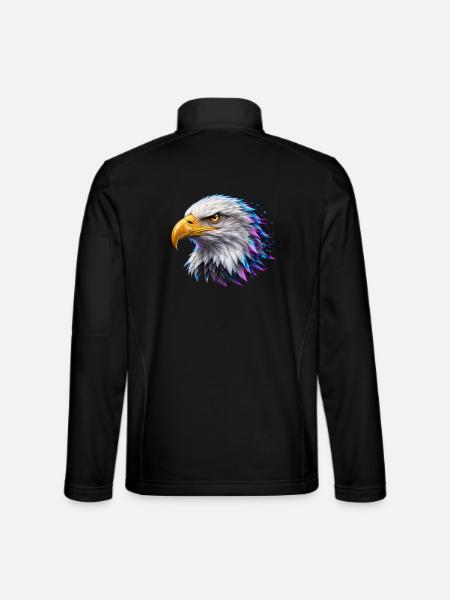 Digitaler Goldadler – Neon-Porträt - Unisex Softshelljacke - Schwarz