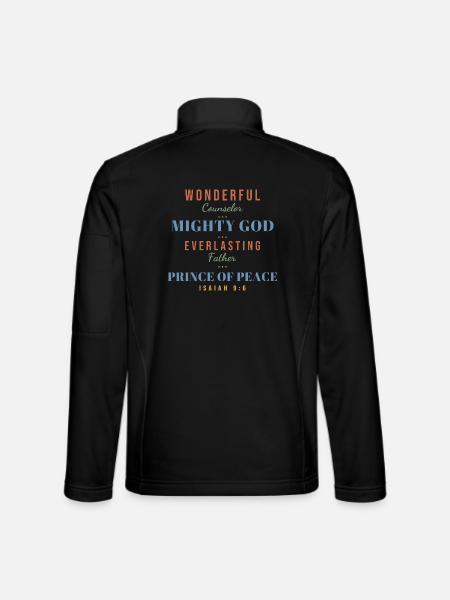 Wonderful Counselor Mighty God – Isaiah 9:6 - Unisex Softshelljacke - Schwarz - Hinten
