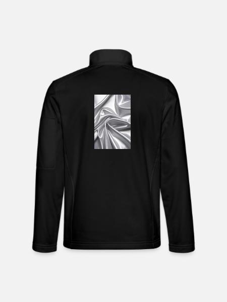 Silberne Satinwellen Stofffluss - Unisex Softshelljacke - Schwarz - Hinten