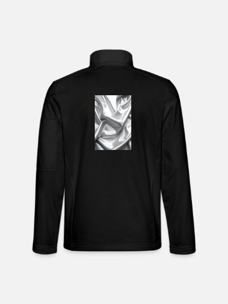 Silber Satin Falten - Unisex Softshelljacke - Schwarz - Hinten
