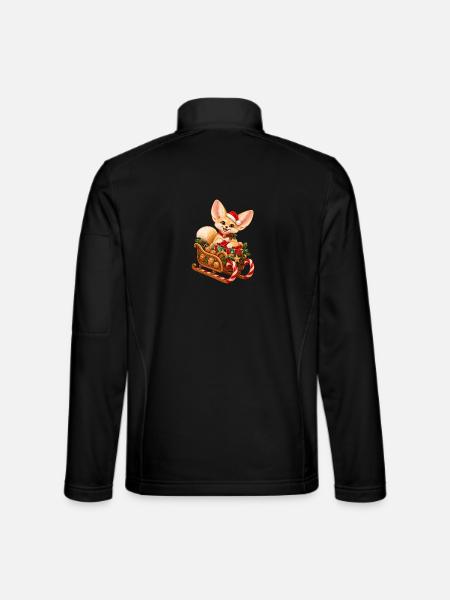 Fennek mit weihnachtlichem Nussschlitten - Unisex Softshelljacke - Schwarz - Hinten