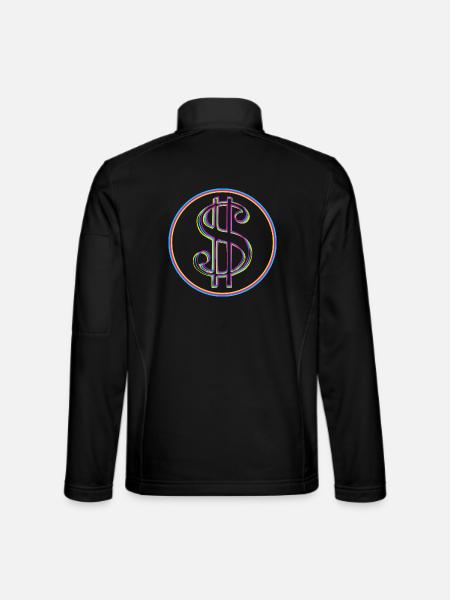 Neon-Dollar Zeichen im Kreis - Unisex Softshelljacke - Schwarz - Hinten