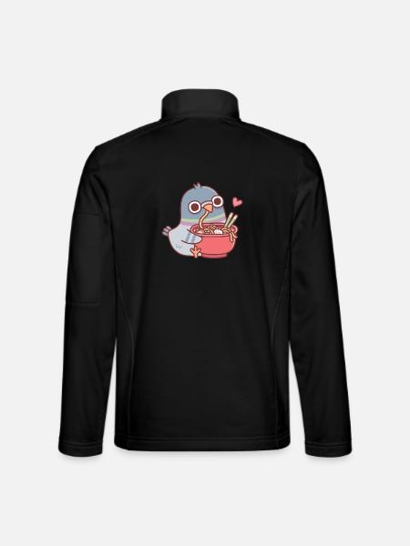 Süße Derpy-Taube liebt es, Ramen-Nudeln zu essen - Unisex Softshelljacke - Schwarz - Hinten