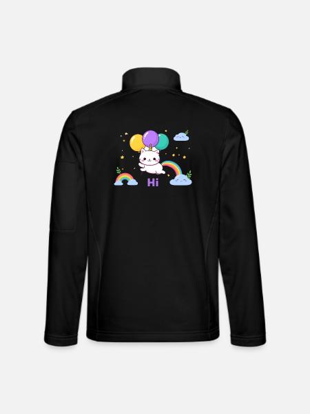 Pastel Kitty Einhornballons - Unisex Softshelljacke - Schwarz - Hinten