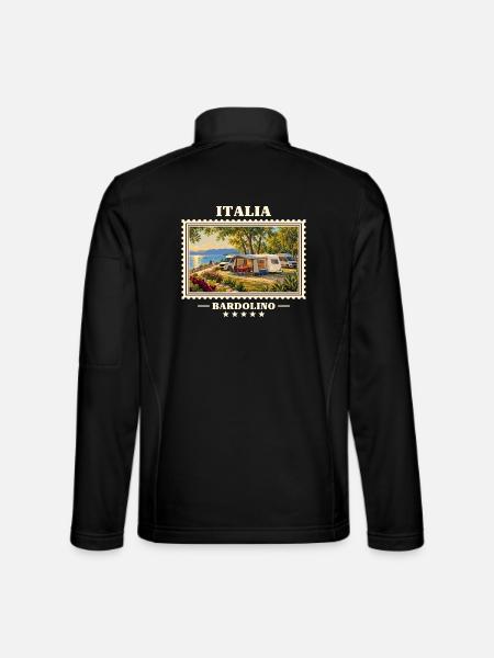 Italien Bardolino Camping Vintage Reisemarke - Unisex Softshelljacke - Schwarz - Hinten