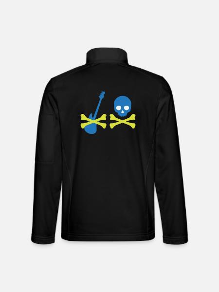 Pirat mit Bass und Totenkopf - Unisex Softshelljacke - Schwarz - Hinten