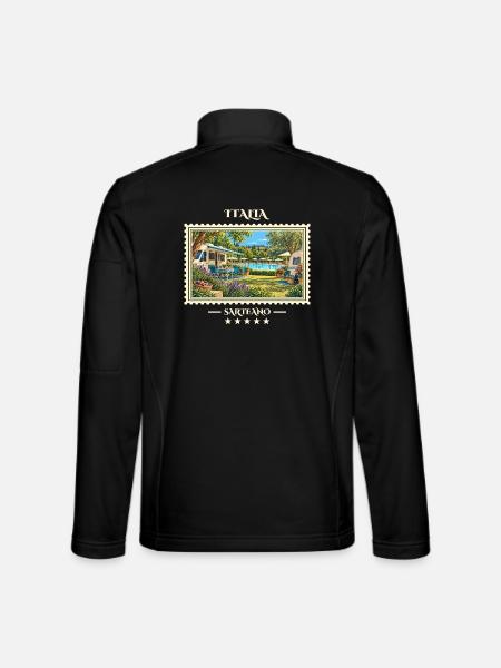 Italien Sarteano Camping Vintage Reisemarke - Unisex Softshelljacke - Schwarz - Hinten