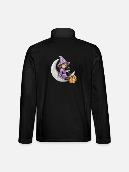 Mondbeschienener Hexen- und Katzenzauber - Unisex Softshelljacke - Schwarz - Hinten