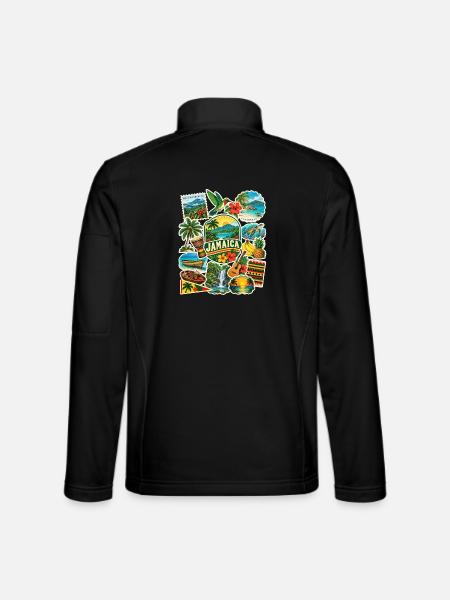 Jamaika Reisesticker - Unisex Softshelljacke - Schwarz - Hinten