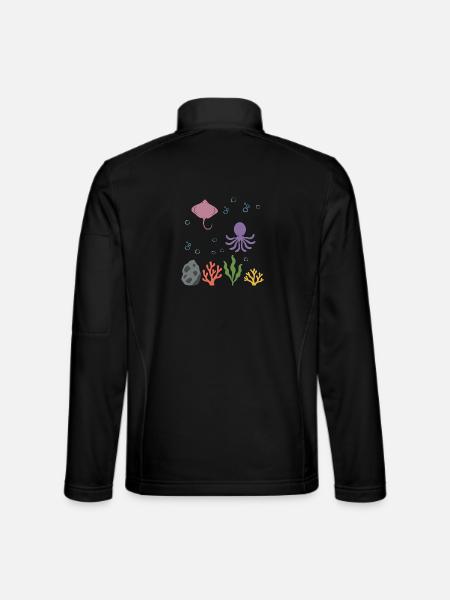Rochen Unterwasser Kinder Krake Meeresleben - Unisex Softshelljacke - Schwarz - Hinten