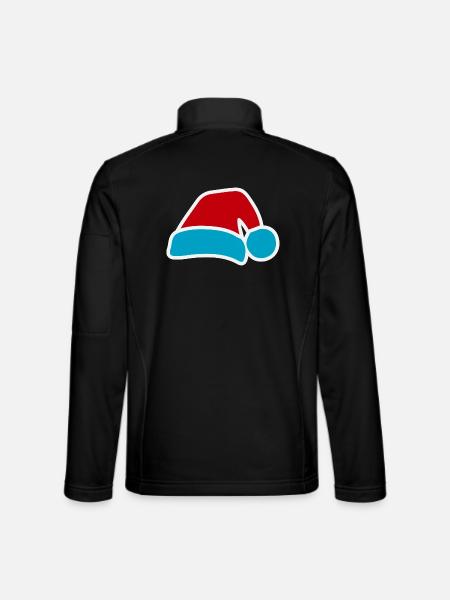 Weihnachtsmann-Pop-Hut Blau-Rot - Unisex Softshelljacke - Schwarz - Hinten