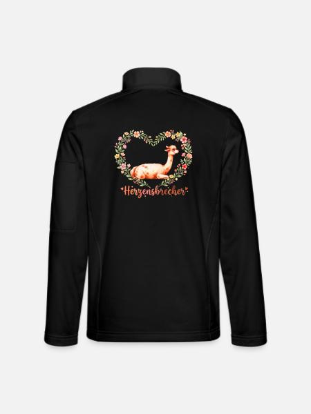 Alpaka Herzensbrecher Baby & Valentin Geschenk - Unisex Softshelljacke - Schwarz - Hinten