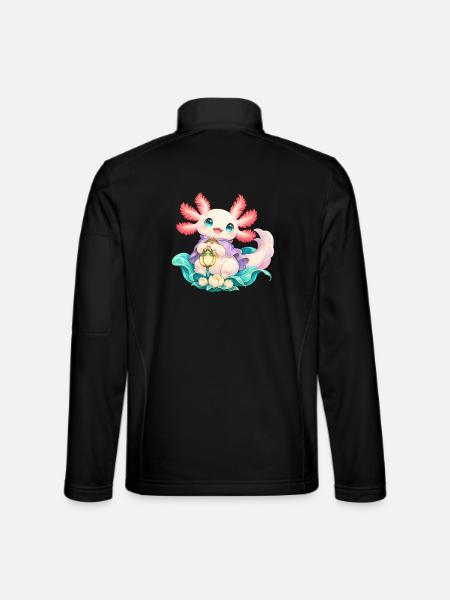 Süßer Axolotl mit Laterne | Noventra - Unisex Softshelljacke - Schwarz - Hinten