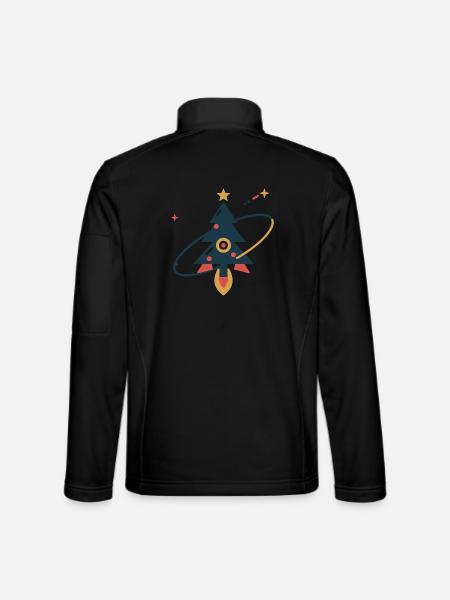 Tannenbaum auf Sternenreise – Weihnachtsrakete - Unisex Softshelljacke - Schwarz - Hinten