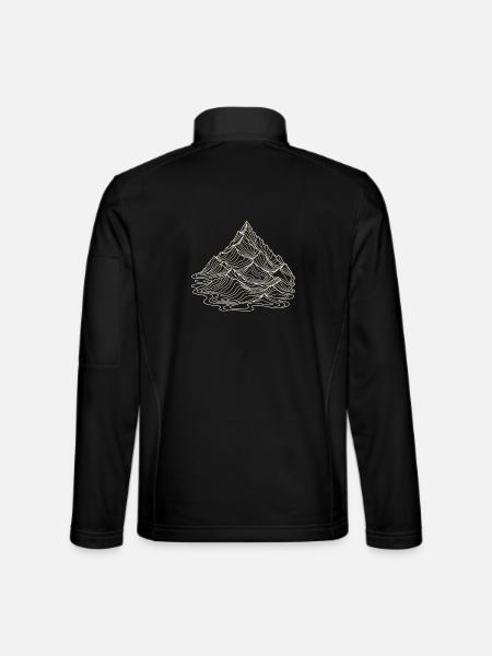 Alpengipfel – Topografische Linienkunst - Unisex Softshelljacke - Schwarz - Hinten