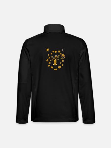 Goldkatze im Blütenkreis - Unisex Softshelljacke - Schwarz - Hinten