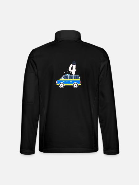 4. Geburtstag Junge Polizeiauto 4 Jahre Polizei - Unisex Softshelljacke - Schwarz - Hinten