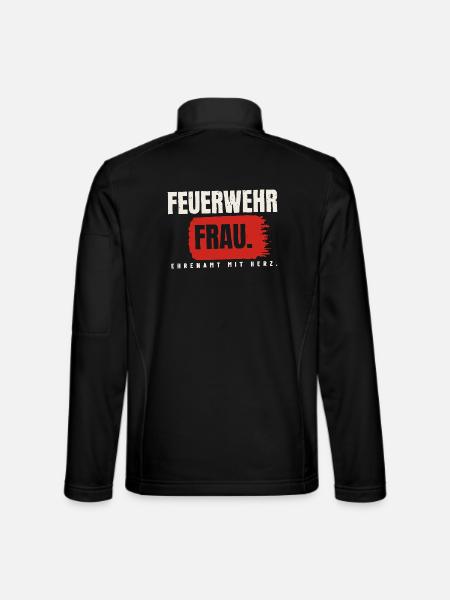 Feuerwehrfrau – Ehrenamt mit Herz - Unisex Softshelljacke - Schwarz - Hinten