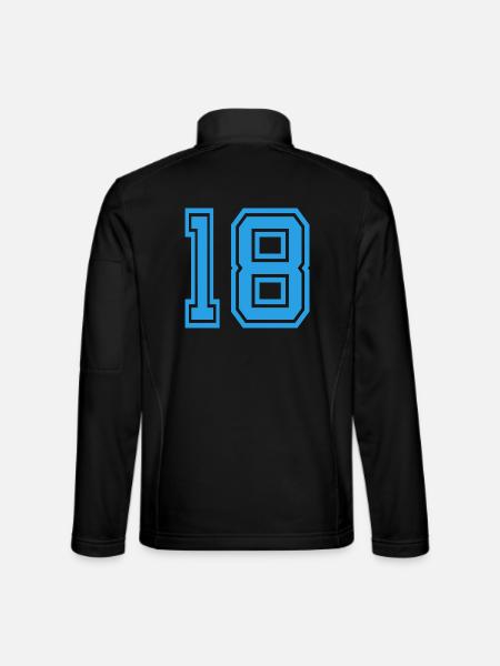 Zahl 18 Neon Blau - Unisex Softshelljacke - Schwarz - Hinten