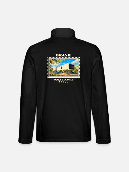 Brasilien Duque de Caxias Vintage Reisemarke - Unisex Softshelljacke - Schwarz - Hinten