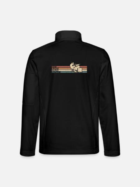 Eat Sleep Drum Repeat Schlagzeuger Am Schlagzeug - Unisex Softshelljacke - Schwarz - Hinten
