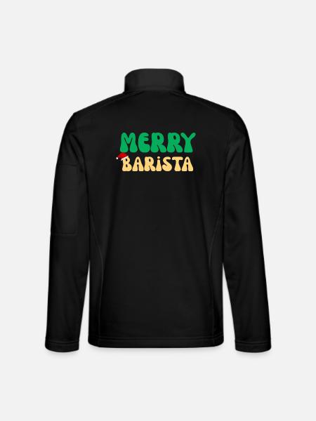 Frohe Barista Weihnachtspullover Kaffeemaschine Geschenk - Unisex Softshelljacke - Schwarz - Hinten