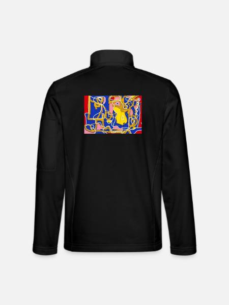 Abstrakte Linien und Farbblöcke - Unisex Softshelljacke - Schwarz - Hinten