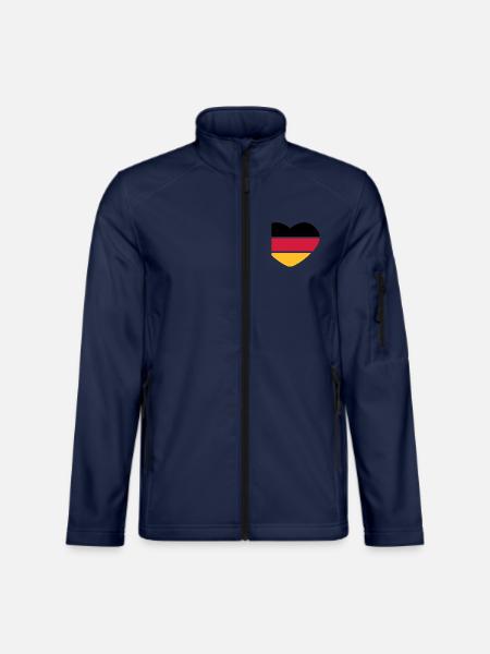 Herz 3farbig - Schwarz Rot Gold - Deutschland - Unisex Softshelljacke - Navy