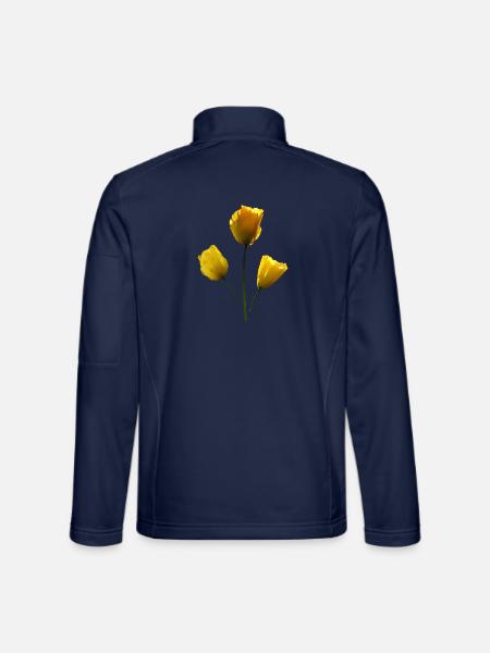 gelbe Mohnblumen gelber Mohn - Unisex Softshelljacke - Navy - Hinten